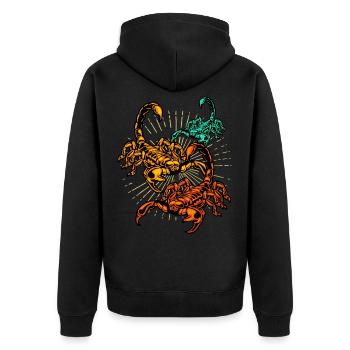 Scorpion - Unisex Premium Organic Zip Hoodie - black - Back - Nico (187cm)