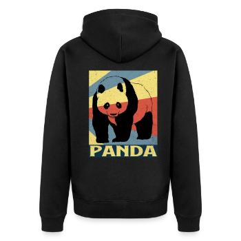 Panda - Unisex Premium Bio Zip Hoodie - Schwarz - Hinten - Nico (187cm)