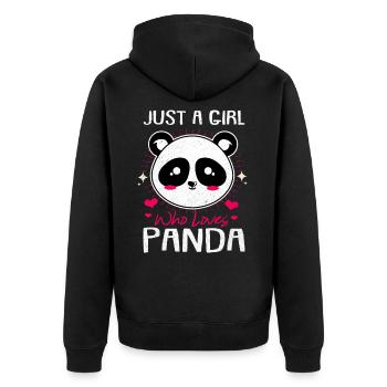 Panda - Unisex Premium Bio Zip Hoodie - Schwarz - Hinten - Nico (187cm)