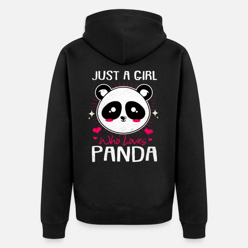 Panda - Unisex Premium Bio Zip Hoodie - Schwarz