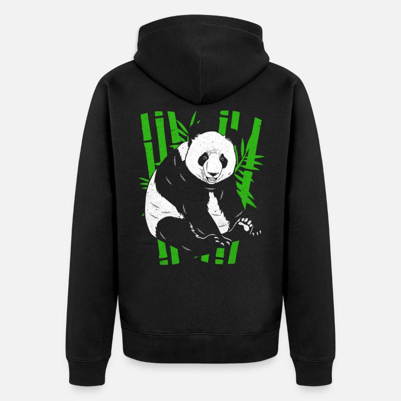 Panda - Unisex Premium Bio Zip Hoodie - Schwarz