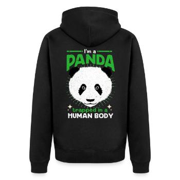 Panda - Unisex Premium Bio Zip Hoodie - Schwarz - Hinten - Nico (187cm)