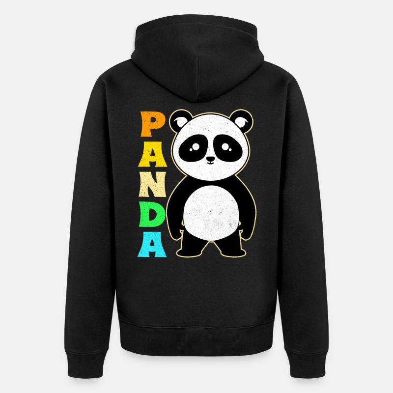 Panda - Unisex Premium Bio Zip Hoodie - Schwarz