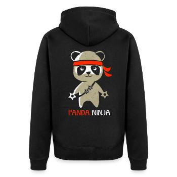Panda - Unisex Premium Bio Zip Hoodie - Schwarz - Hinten - Nico (187cm)