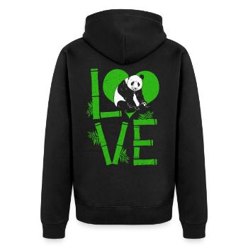 Panda Bär Baby Panda Knuffig Kuscheln Bambus - Unisex Premium Bio Zip Hoodie - Schwarz - Hinten - Nico (187cm)