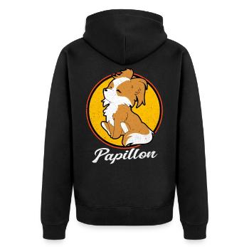 Papillon - Unisex Premium Bio Zip Hoodie - Schwarz - Hinten - Nico (187cm)