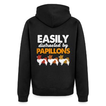Papillon - Unisex Premium Bio Zip Hoodie - Schwarz - Hinten - Nico (187cm)