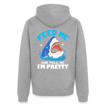 Hai Fisch Haifisch Haifischflosse Haie Ozean - Unisex Premium Bio Zip Hoodie - Grau meliert - Hinten - Nico (187cm)