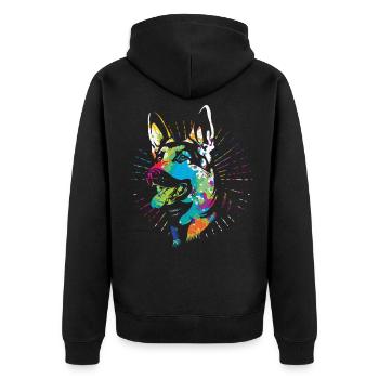 Deutscher Schäferhund - Unisex Premium Bio Zip Hoodie - Schwarz - Hinten - Nico (187cm)