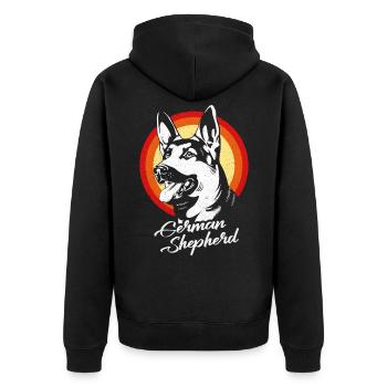 Deutscher Schäferhund - Unisex Premium Bio Zip Hoodie - Schwarz - Hinten - Nico (187cm)