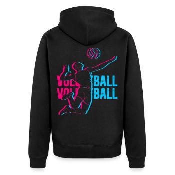 Volleyball - Unisex Premium Bio Zip Hoodie - Schwarz - Hinten - Nico (187cm)