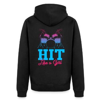 Drummer Drummer Music Instrument Drum Band - Unisex Premium Organic Zip Hoodie - black - Back - Nico (187cm)