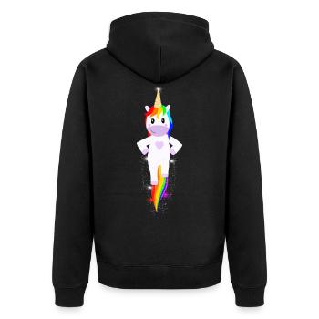 Super Unicorn Girl Power GRL PWR - Unisex Premium Organic Zip Hoodie - black - Back - Nico (187cm)