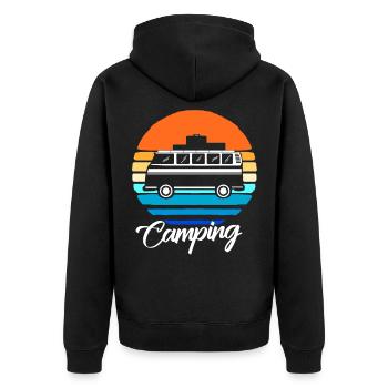 Camping Gift Camper Camping Holiday Holidays Forest - Unisex Premium Organic Zip Hoodie - black - Back - Nico (187cm)