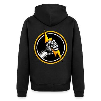 Electrician - Unisex Premium Organic Zip Hoodie - black - Back - Nico (187cm)