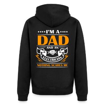 Elektriker Elektrotechnik Elektronik Volt Watt - Unisex Premium Bio Zip Hoodie - Schwarz - Hinten - Nico (187cm)