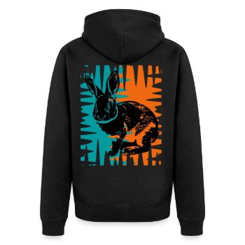 Rabbit - Unisex Premium Organic Zip Hoodie - black - Back - Nico (187cm)