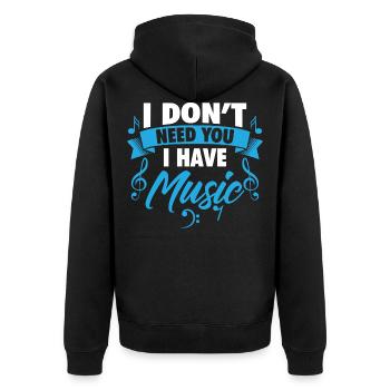 Music Gift Love Only thing I need - Unisex Premium Organic Zip Hoodie - black - Back - Nico (187cm)