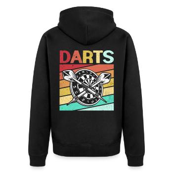 Dart - Unisex Premium Bio Zip Hoodie - Schwarz - Hinten - Nico (187cm)