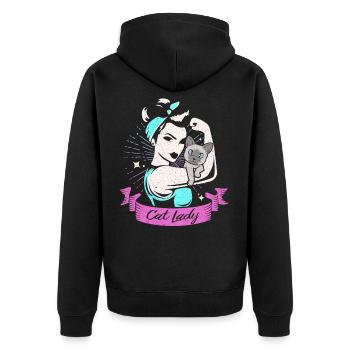 Siamese cat - Unisex Premium Organic Zip Hoodie - black - Back - Nico (187cm)