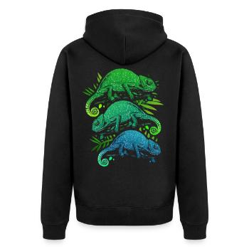 Chameleon - Unisex Premium Organic Zip Hoodie - black - Back - Nico (187cm)