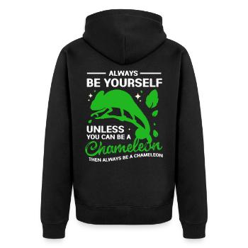 Chamäleon Reptil Reptilien Leguan Tarnung Grün - Unisex Premium Bio Zip Hoodie - Schwarz - Hinten - Nico (187cm)
