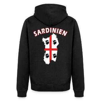 Sardinien Landkarte Urlaub Motorrad Flagge - Unisex Premium Bio Zip Hoodie - Schwarz - Hinten - Nico (187cm)