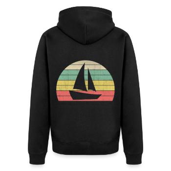 Segel in die Freiheit - Unisex Premium Bio Zip Hoodie - Schwarz - Hinten - Nico (187cm)