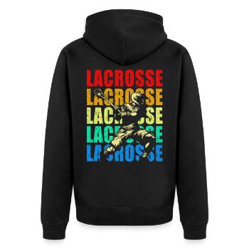 Lacrosse - Unisex Premium Bio Zip Hoodie - Schwarz - Hinten - Nico (187cm)
