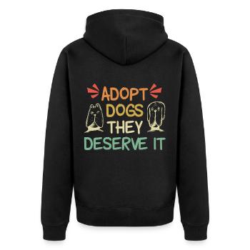 Adopt Dogs they deserve it - Unisex Premium Bio Zip Hoodie - Schwarz - Hinten - Nico (187cm)