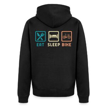 Eat Sleep Bike - Unisex Premium Bio Zip Hoodie - Schwarz - Hinten - Nico (187cm)