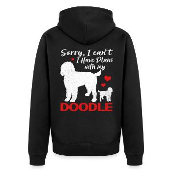 Doodle - Unisex Premium Organic Zip Hoodie - black - Back - Nico (187cm)