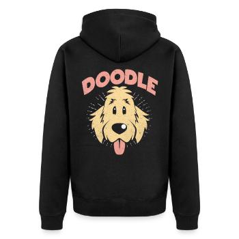Doodle - Unisex Premium Bio Zip Hoodie - Schwarz - Hinten - Nico (187cm)