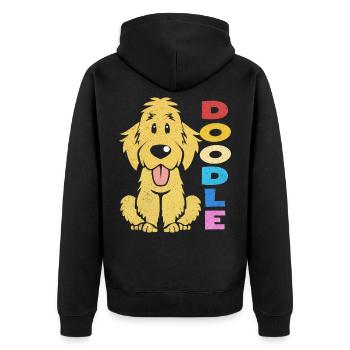 Doodle - Unisex Premium Bio Zip Hoodie - Schwarz - Hinten - Nico (187cm)