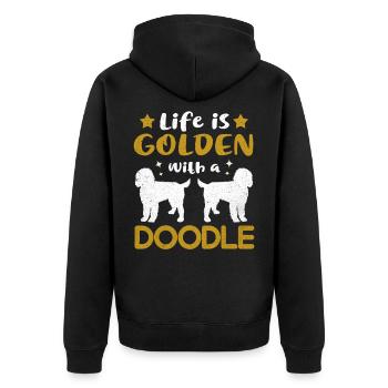 Doodle - Unisex Premium Bio Zip Hoodie - Schwarz - Hinten - Nico (187cm)