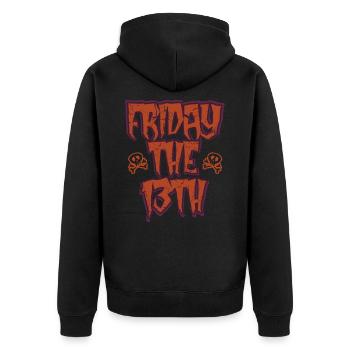 Friday the 13th - Unisex Premium Bio Zip Hoodie - Schwarz - Hinten - Nico (187cm)