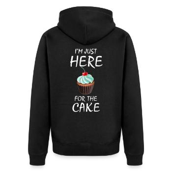 I'm just here for the cake - Unisex Premium Organic Zip Hoodie - black - Back - Nico (187cm)