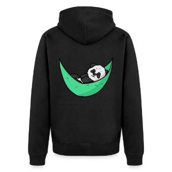 Baby Panda on the hammock Baby Panda auf der Hänge - Unisex Premium Bio Zip Hoodie - Schwarz - Hinten - Nico (187cm)