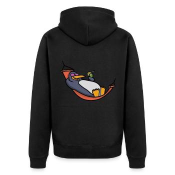 Papa Penguin sur le hamac Papa Penguin sur le - Veste à capuche bio Premium Unisexe - noir - Dos - Nico (187cm)