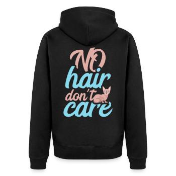 NO HAIR DONT CARE SPHINX CAT - Unisex Premium Organic Zip Hoodie - black - Back - Nico (187cm)