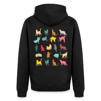 cats - Unisex Premium Organic Zip Hoodie - black - Back - Nico (187cm)