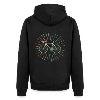 Vintage fiets - Uniseks Premium bio ziphoodie - zwart - Achter - Nico (187cm)