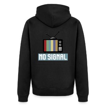 NO SIGNAL Fernseher - Testbild Retro Classic - Unisex Premium Bio Zip Hoodie - Schwarz - Hinten - Nico (187cm)