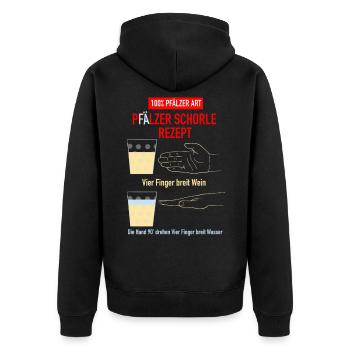 Pfälzer Schorle Rezept - Unisex Premium Bio Zip Hoodie - Schwarz - Hinten - Nico (187cm)