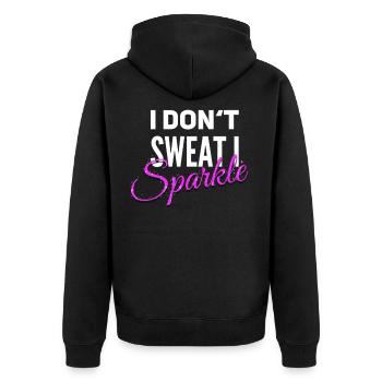 i dont sweat i sparkle - Unisex Premium Bio Zip Hoodie - Schwarz - Hinten - Nico (187cm)