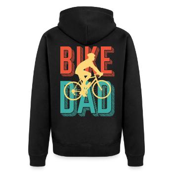 BIKE DAD - Unisex Premium Bio Zip Hoodie - Schwarz - Hinten - Nico (187cm)