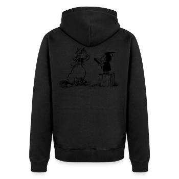 Thelwell - Pony in school - Unisex Premium Organic Zip Hoodie - black - Back - Nico (187cm)