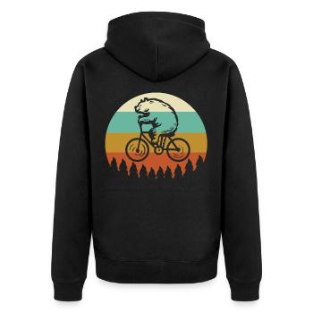 Bike Bear Vintage - Unisex Premium Organic Zip Hoodie - black - Back - Nico (187cm)