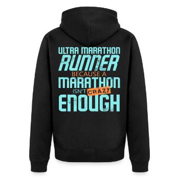 Ultra Marathon - Unisex Premium Organic Zip Hoodie - black - Back - Nico (187cm)