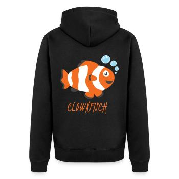 clownfisch - Unisex Premium Bio Zip Hoodie - Schwarz - Hinten - Nico (187cm)